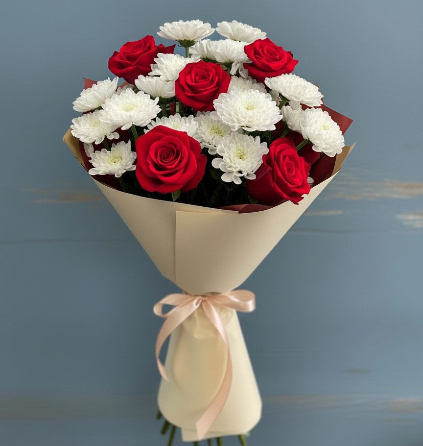 Букет цветов из: Розы и Хризантемы в Хатассах