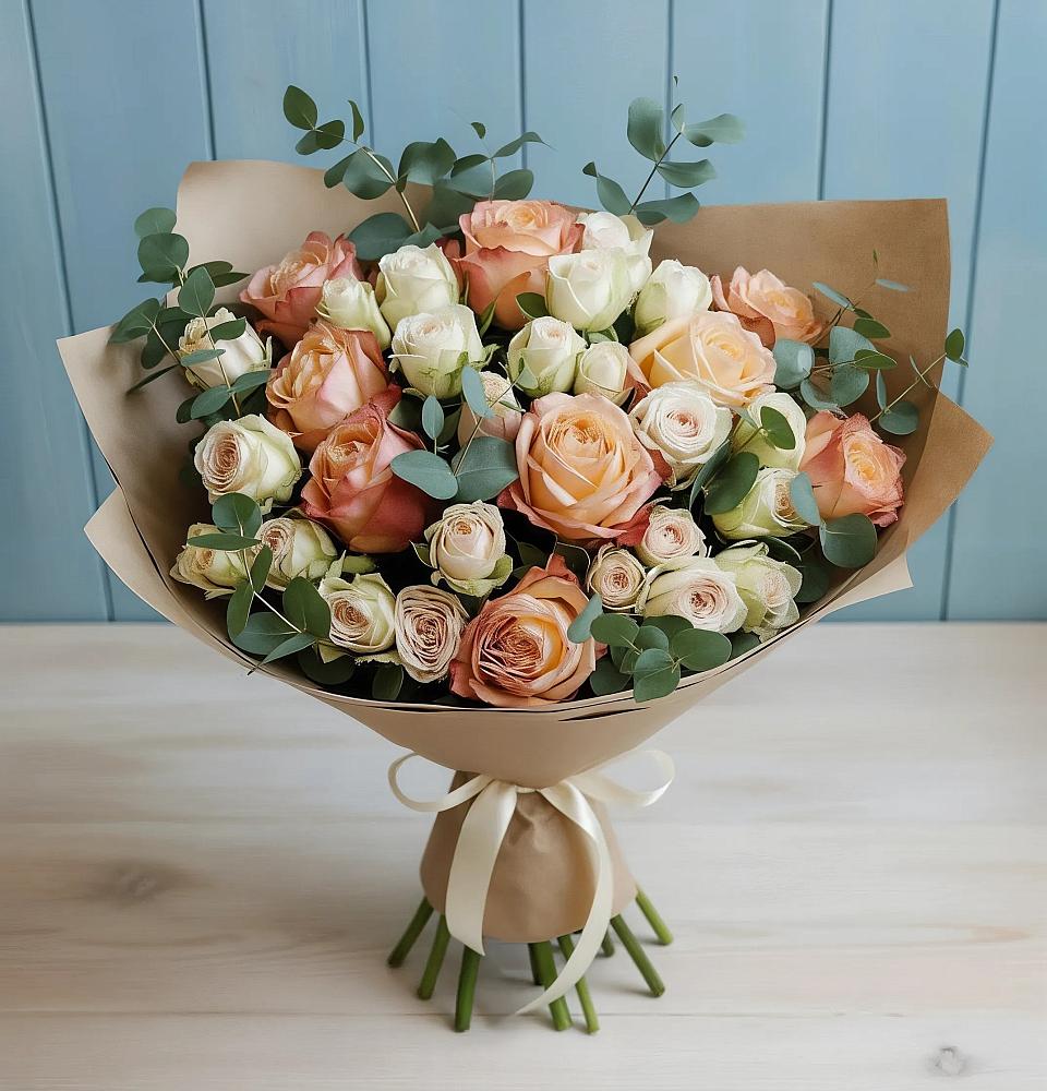 Букет цветов из: Альстромерии и Розы в Хатассах