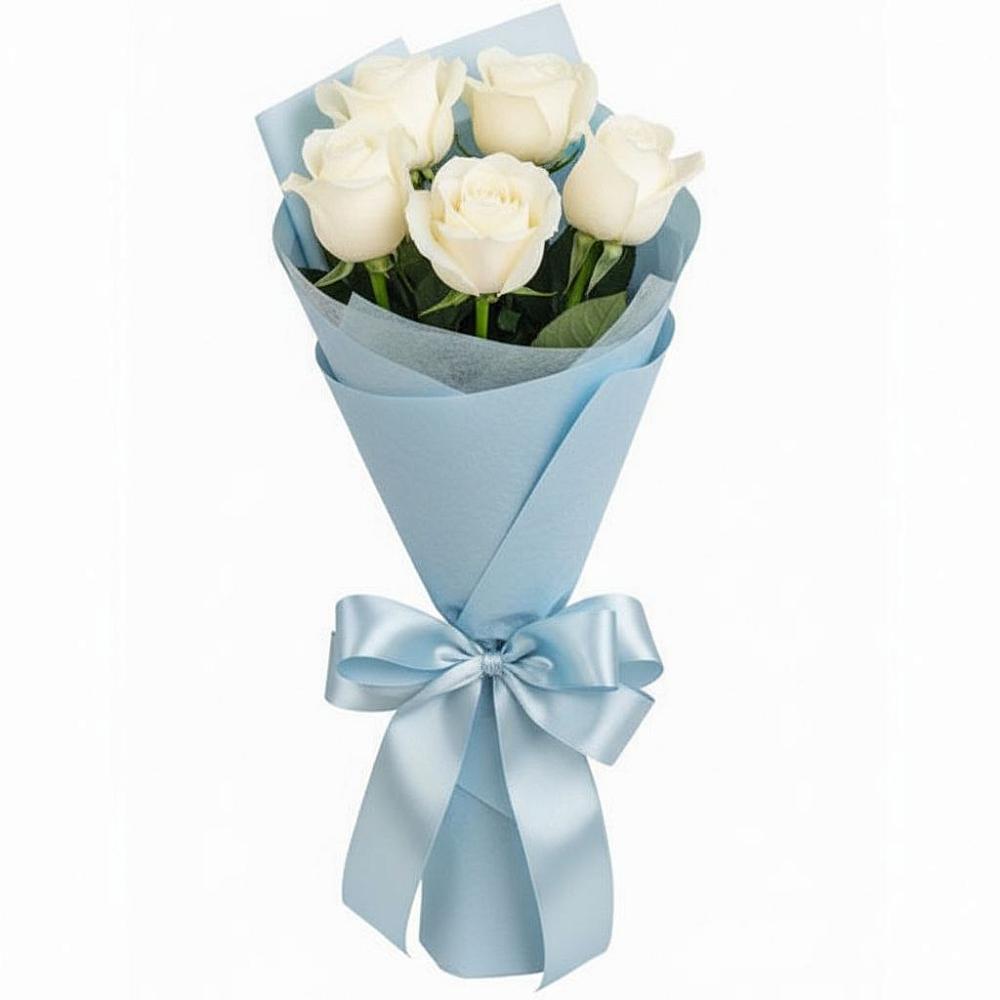 Букет 5 Белых роз Проуд в Хатассах
