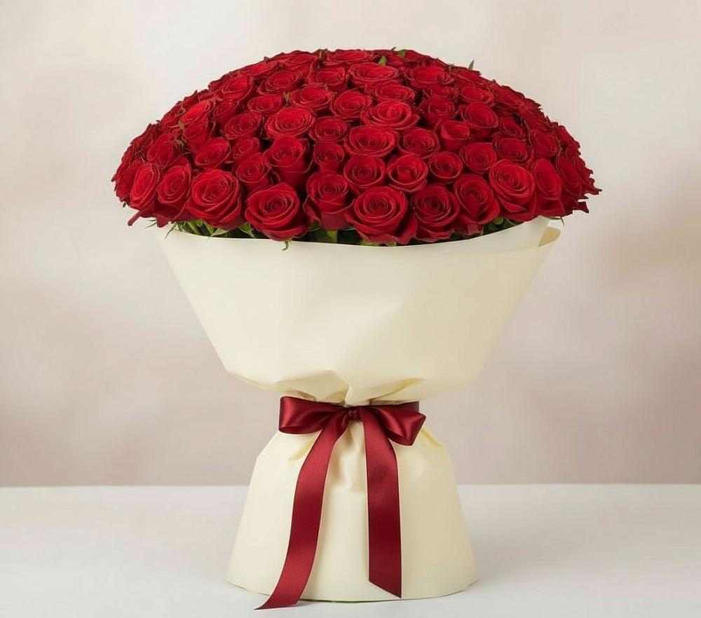 Букет 101 Красная роза Милано в Хатассах