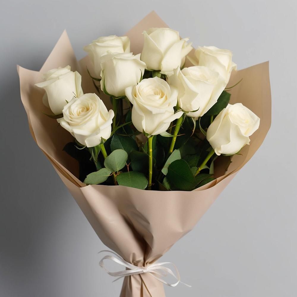 Букет 9 Белых роз Эдлесс Лав в Хатассах