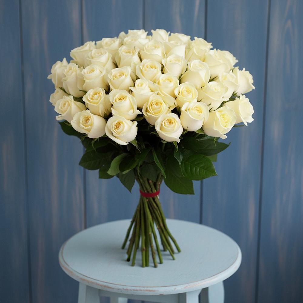 Букет 51 Белая роза Эдлесс Лав в Хатассах