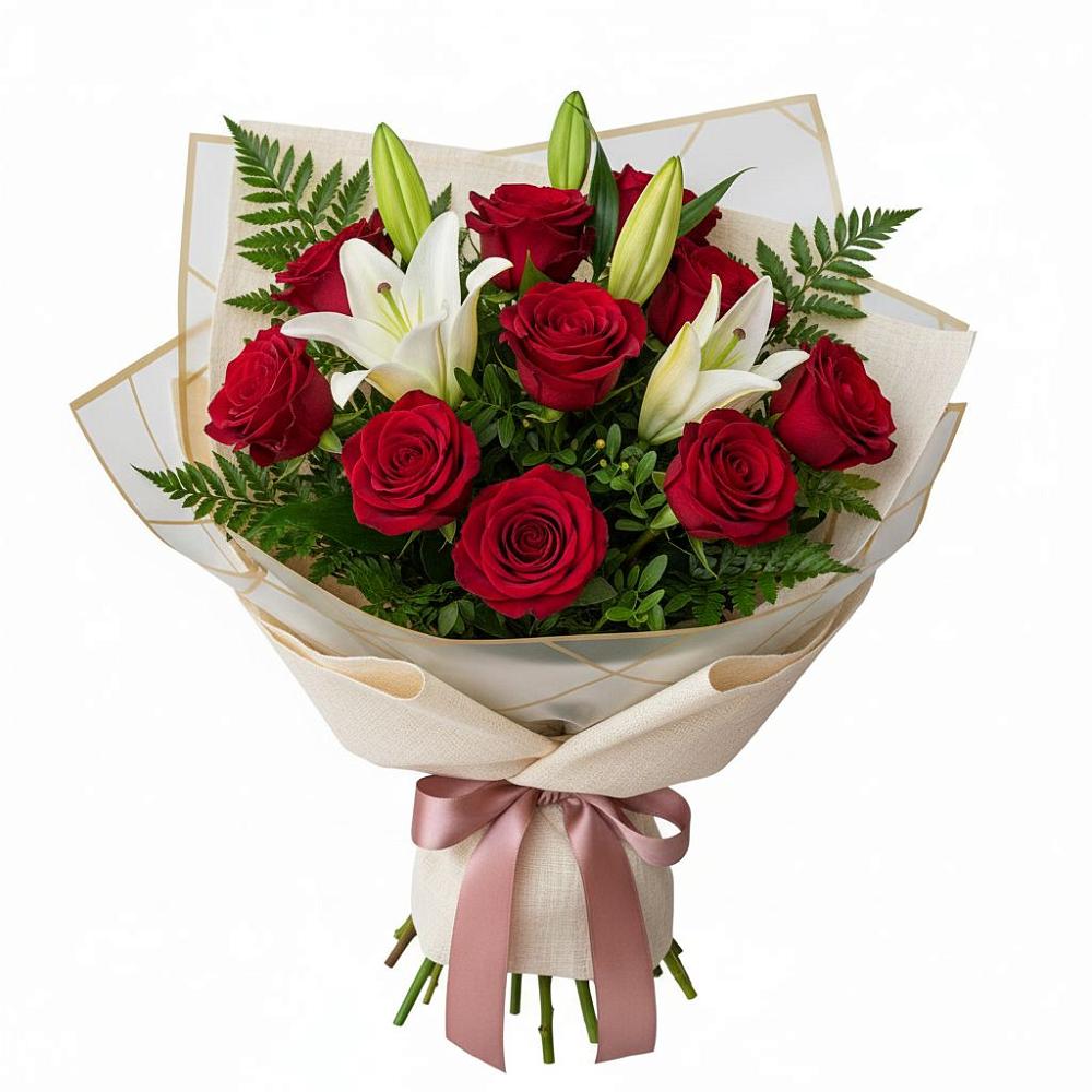 Букет цветов из: Лилии и Розы в Хатассах