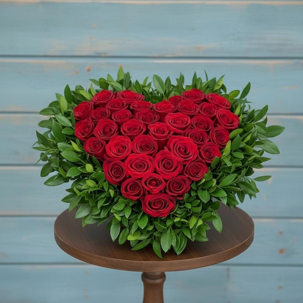 Цветочная композиция из Розы в виде сердца в Хатассах