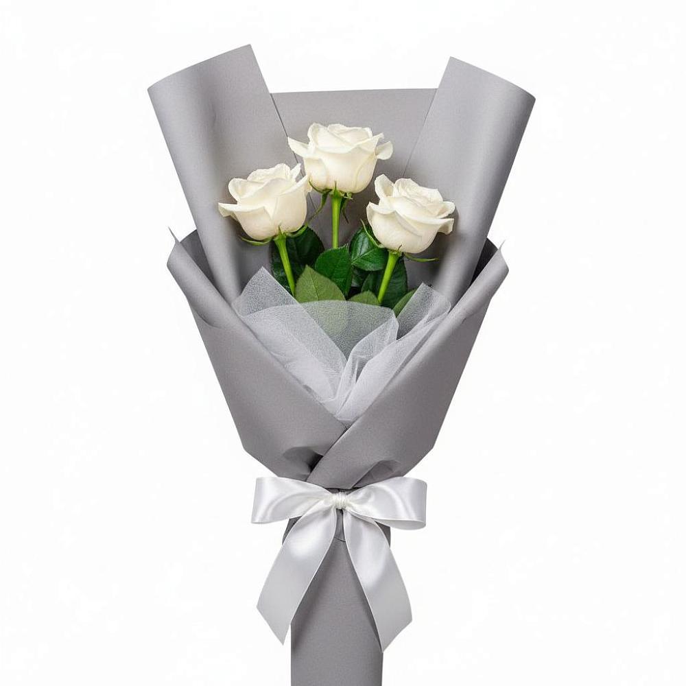Букет 3 белые розы в Хатассах