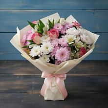 Букет цветов из:  Хризантемы, Альстромерии и Розы в Хатассах