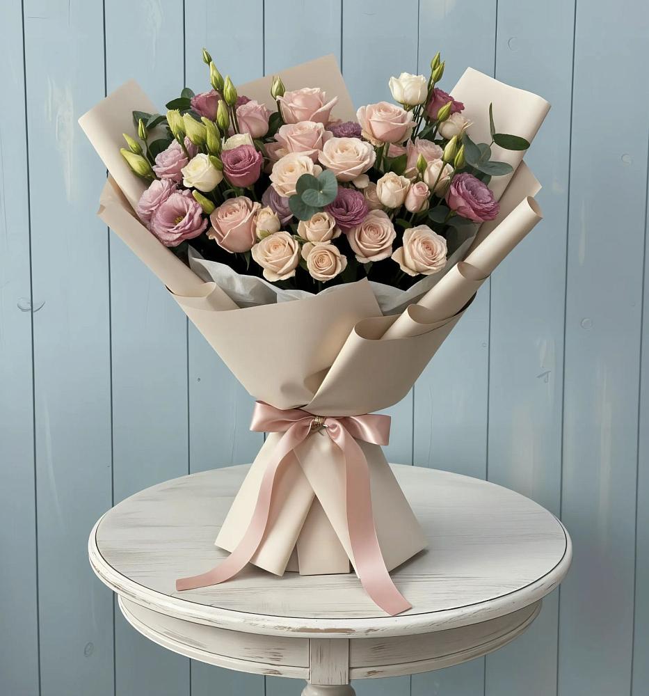 Букет цветов из: Розы и Лизиантусы в Хатассах