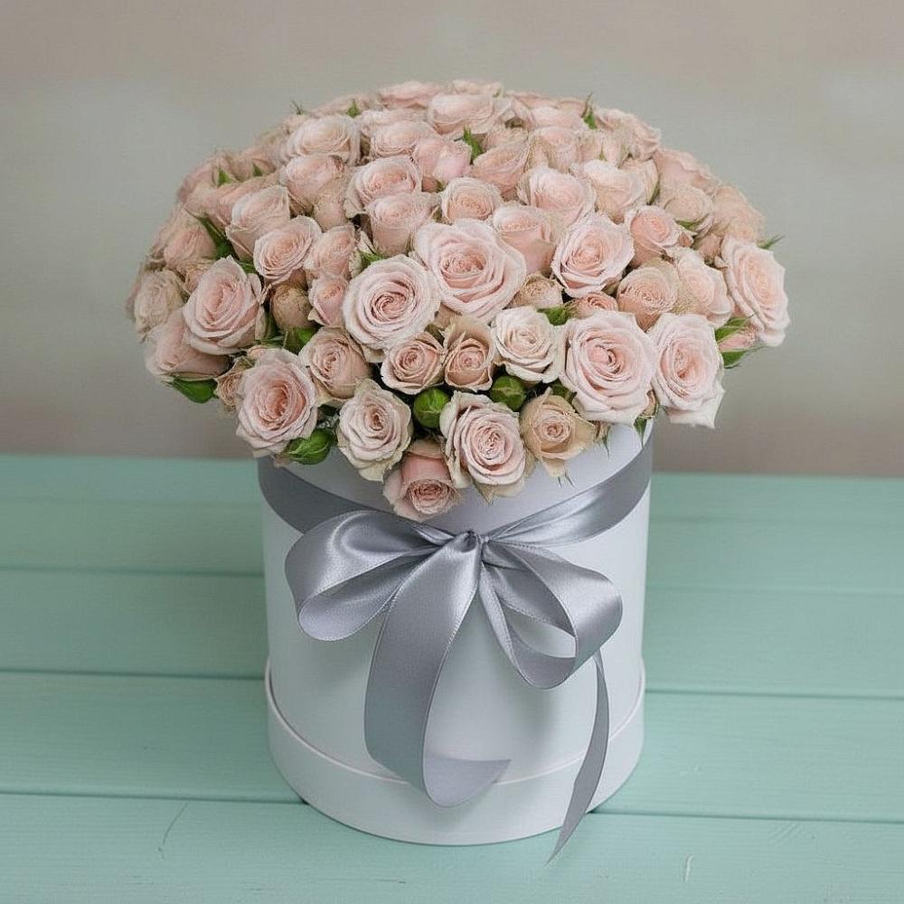 Цветочная композиция из Розы в шляпной коробке в Хатассах